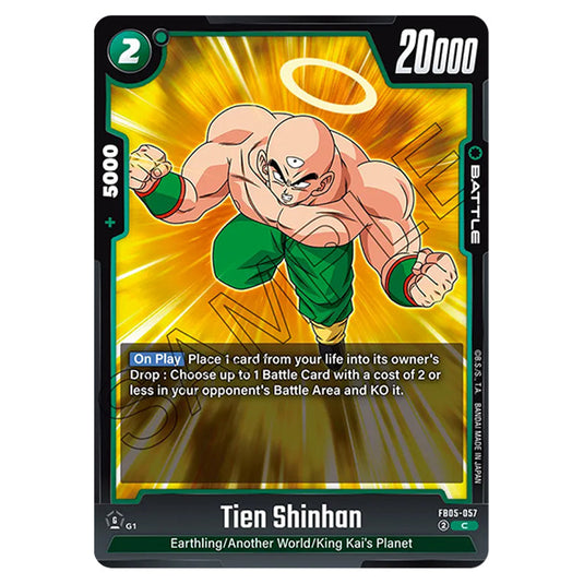 Tien Shinhan FB05-057 card from the Dragon Ball Super Card Game Fusion World set FB05 - New Adventure