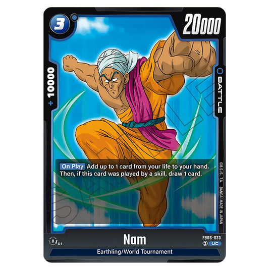 Nam BATTLE card from the Dragon Ball Super Card Game Fusion World set FB06 - Rivals Clash