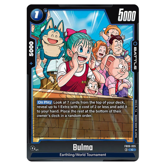Bulma BATTLE card from the Dragon Ball Super Card Game Fusion World set FB06 - Rivals Clash