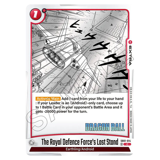 The Royal Defence Force's Last Stand SB01-014 card from the Dragon Ball Super Card Game Fusion World set SB01 - Manga Booster