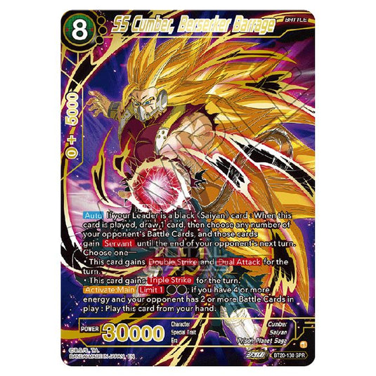 Dragon Ball Super - B20 - Power Absorbed - SS Cumber, Berserker Barrage (Gold Stamped) - BT20-130a