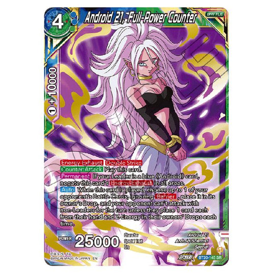 Dragon Ball Super - B20 - Power Absorbed - Android 21, Full-Power Counter (Gold Stamped) - BT20-145a