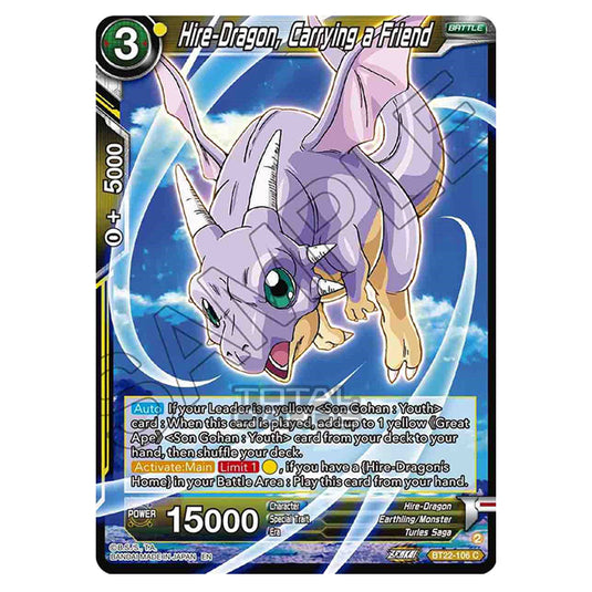 Dragon Ball Super - B22 - Critical Blow - Hire-Dragon, Carrying a Friend - BT22-106