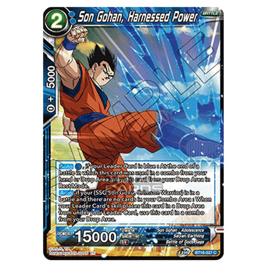 Dragon Ball Super - B16 - Realm Of The Gods - Son Gohan, Harnessed Power - BT16-027