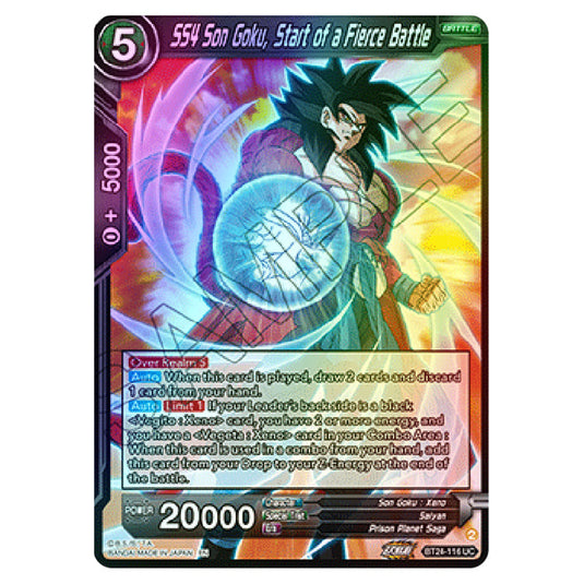 Dragon Ball Super - B24 - Beyond Generations - SS4 Son Goku, Start of a Fierce Battle - BT24-116 (Foil)