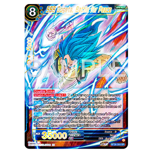 SSB Gogeta, Battle for Peace Blue card from the Dragon Ball Super Card Game Fusion World set B26 - Ultimate Advent
