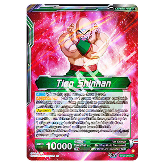 Tien Shinhan // Tien Shinhan, Return of the Mysterious Technique Uncommon card from the Dragon Ball Super Card Game set Prismatic Clash