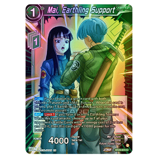 Dragon Ball Super - B23 - Perfect Combination - Mai, Earthling Support - BT23-074 (Foil)