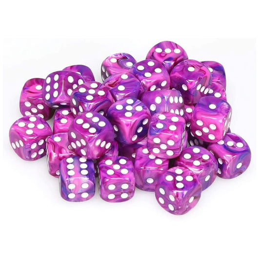 Chessex - Signature - 12mm d6 with pips Dice Blocks (36 Dice) - Festive Violet w/white