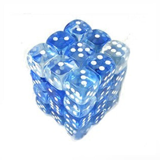 Chessex - Signature - 12mm d6 with pips Dice Blocks (36 Dice) - Nebula Dark Blue w/white