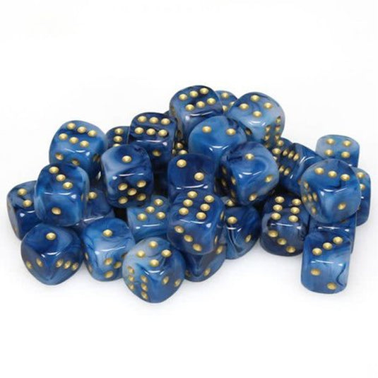 Chessex - Signature - 12mm d6 with pips Dice Blocks (36 Dice) - Phantom Teal w/gold