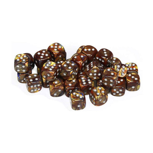 Chessex - Signature - 12mm d6 with pips Dice Blocks (36 Dice) - Lustrous Gold w/silver