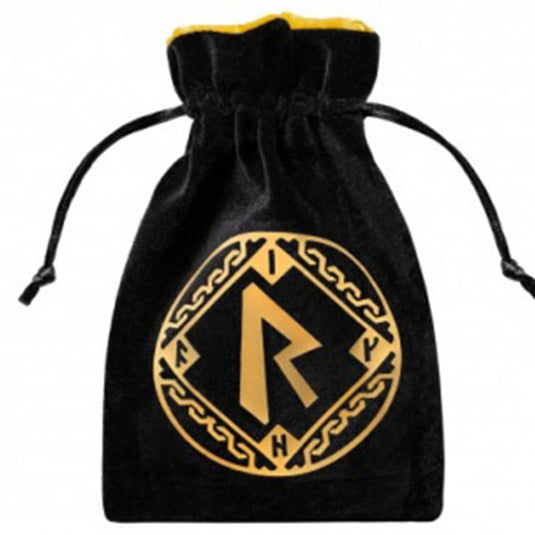 Dice Bag - Runic Black & golden Velour