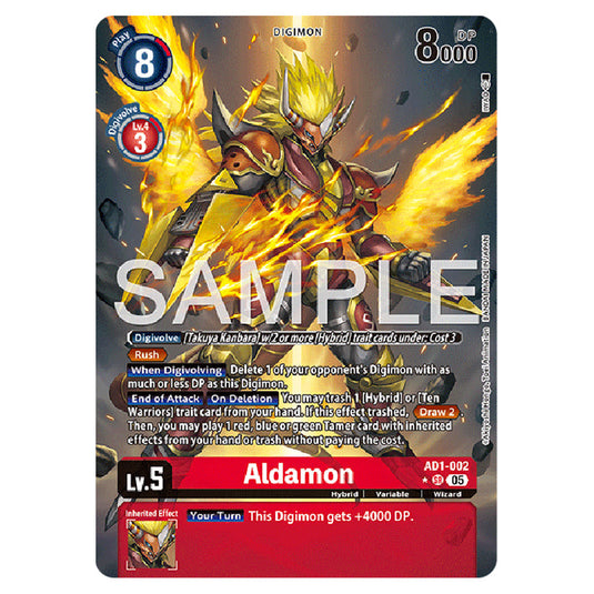 Aldamon AD1-002a card from the Digimon set AD01 - Digimon Generation