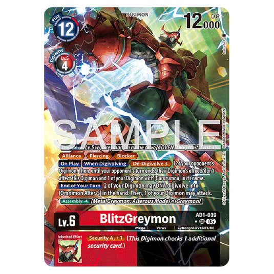 BlitzGreymon AD1-009a card from the Digimon set AD01 - Digimon Generation