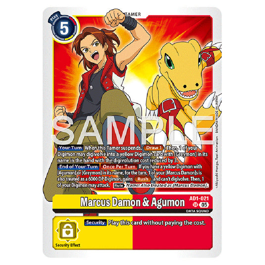 Marcus Damon & Agumon AD1-021 card from the Digimon set AD01 - Digimon Generation