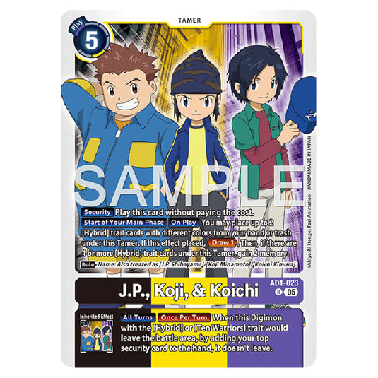 J.P., Koji, & Koichi AD1-023 card from the Digimon set AD01 - Digimon Generation