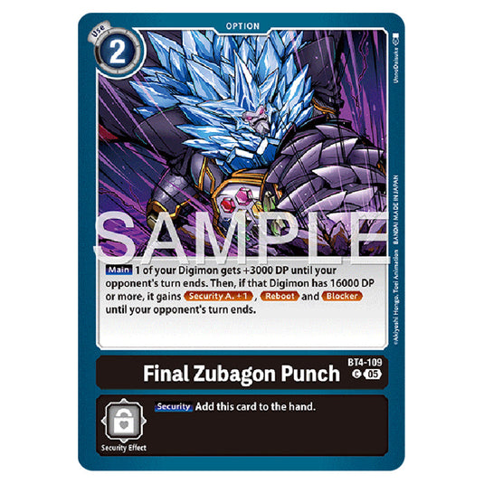 Final Zubagon Punch BT4-109 card from the Digimon set AD01 - Digimon Generation