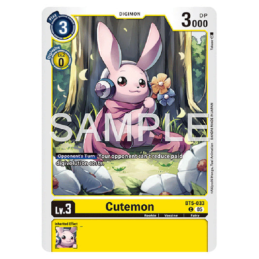 Cutemon BT5-033 card from the Digimon set AD01 - Digimon Generation