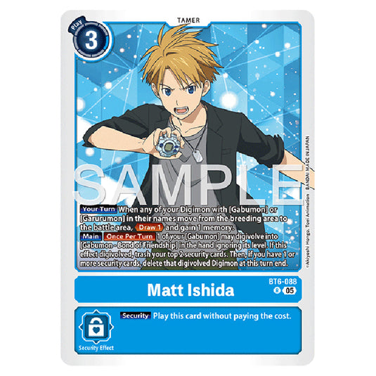 Matt Ishida BT6-088 card from the Digimon set AD01 - Digimon Generation