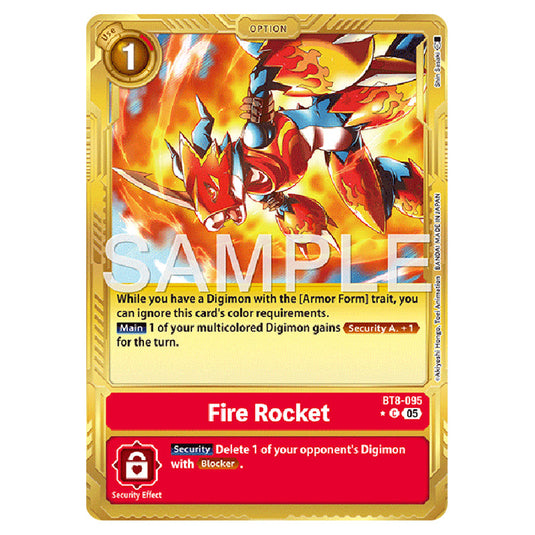 Fire Rocket (Gold Border) BT8-095a card from the Digimon set AD01 - Digimon Generation