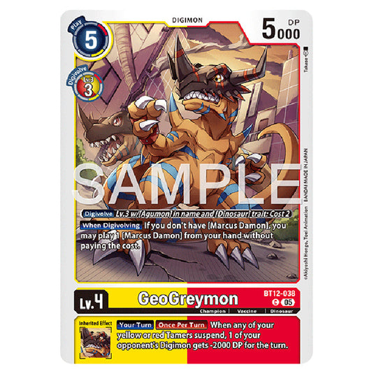 GeoGreymon BT12-038 card from the Digimon set AD01 - Digimon Generation