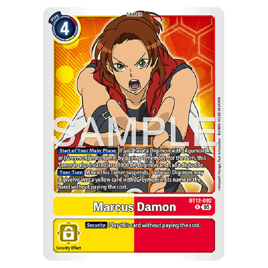 Marcus Damon BT12-092 card from the Digimon set AD01 - Digimon Generation