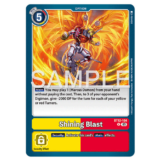 Shining Blast BT12-104 card from the Digimon set AD01 - Digimon Generation