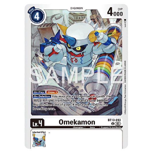 Omekamon BT13-093 card from the Digimon set AD01 - Digimon Generation