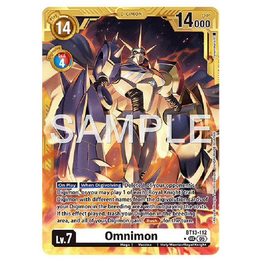 Omnimon (Gold Border) BT13-112a card from the Digimon set AD01 - Digimon Generation