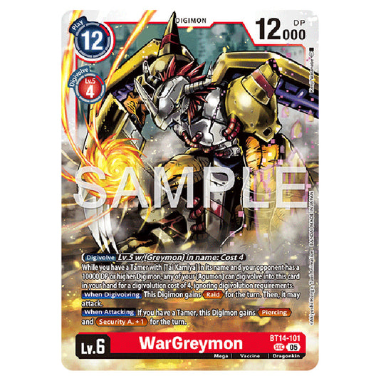 WarGreymon BT14-101 card from the Digimon set AD01 - Digimon Generation
