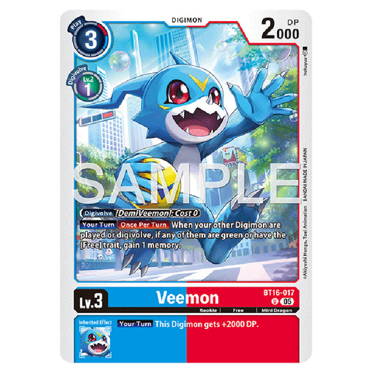 Veemon BT16-017 card from the Digimon set AD01 - Digimon Generation