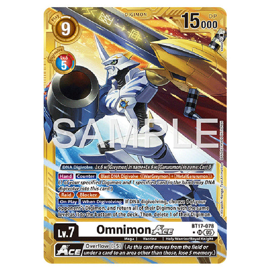 Omnimon (Gold Border) BT17-078a card from the Digimon set AD01 - Digimon Generation