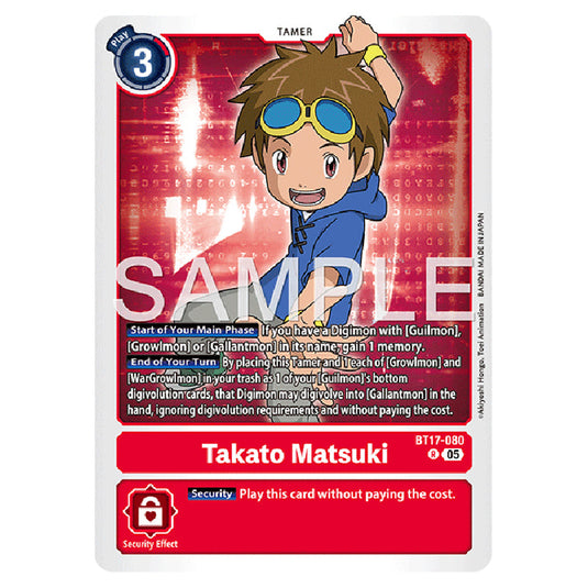 Takato Matsuki BT17-080 card from the Digimon set AD01 - Digimon Generation