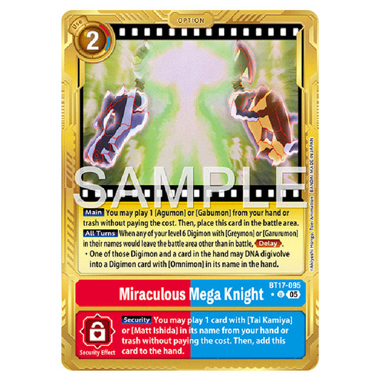 Miraculous Mega Knight (Gold Border) BT17-095a card from the Digimon set AD01 - Digimon Generation