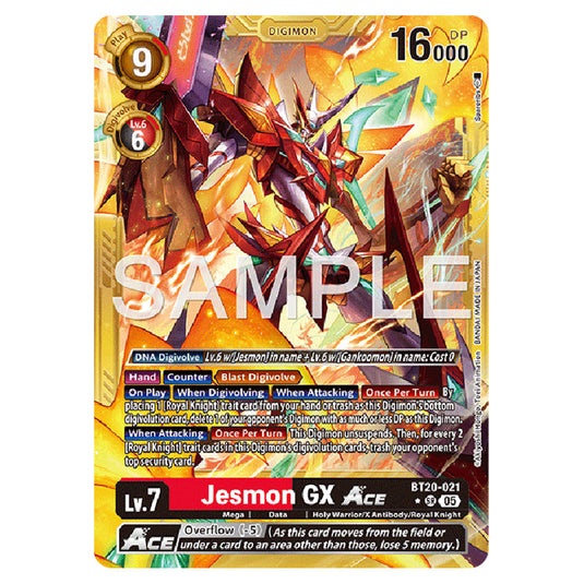 Jesmon GX (Gold Border) BT20-021a card from the Digimon set AD01 - Digimon Generation