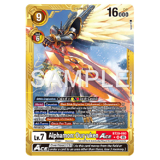 Alphamon: Ouryuken (Gold Border) BT20-060a card from the Digimon set AD01 - Digimon Generation