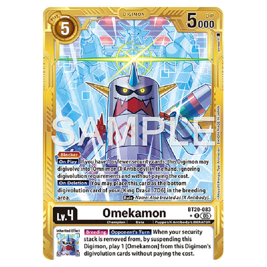 Omekamon (Gold Border) BT20-083a card from the Digimon set AD01 - Digimon Generation