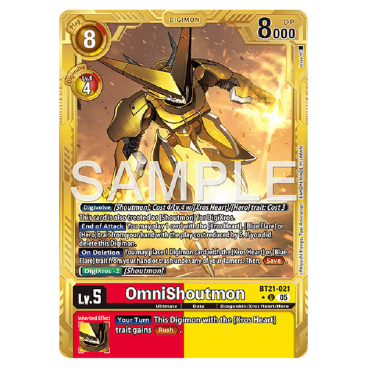 OmniShoutmon (Gold Border) BT21-021a card from the Digimon set AD01 - Digimon Generation
