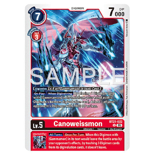 Canoweissmon BT21-022 card from the Digimon set AD01 - Digimon Generation