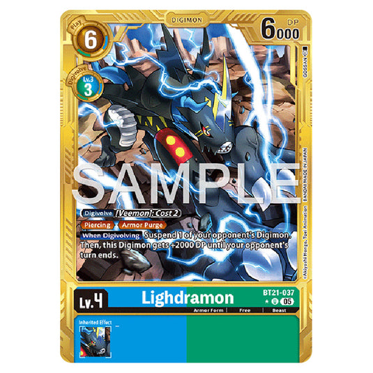 Lighdramon (Gold Border) BT21-037a card from the Digimon set AD01 - Digimon Generation