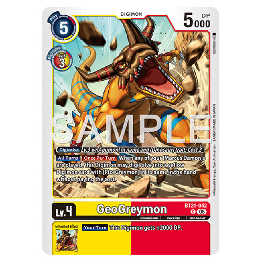 GeoGreymon BT21-042 card from the Digimon set AD01 - Digimon Generation