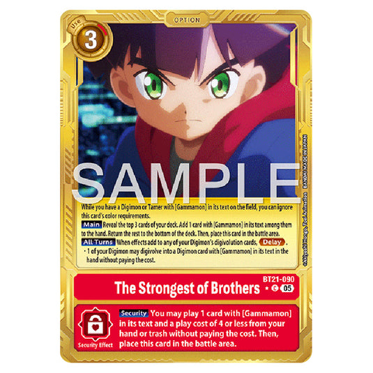 The Strongest of Brothers (Gold Border) BT21-090a card from the Digimon set AD01 - Digimon Generation