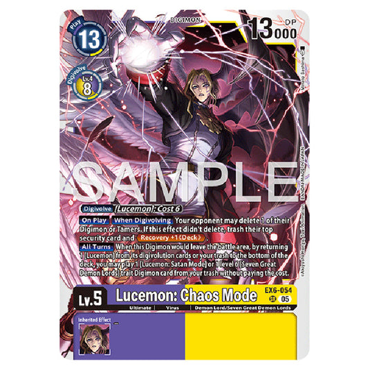 Lucemon: Chaos Mode EX6-054 card from the Digimon set AD01 - Digimon Generation