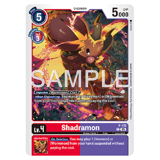 Shadramon P-110 card from the Digimon set AD01 - Digimon Generation
