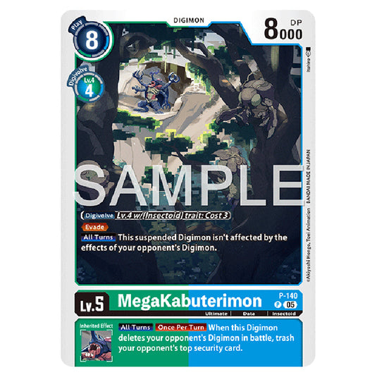MegaKabuterimon P-140 card from the Digimon set AD01 - Digimon Generation