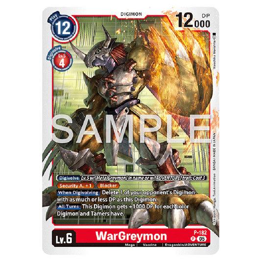 WarGreymon P-182 card from the Digimon set AD01 - Digimon Generation