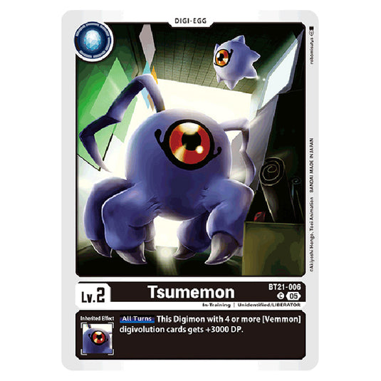 Tsumemon BT21-006 card from the Digimon set World Convergence