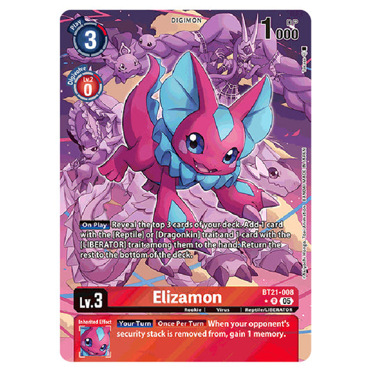 Elizamon BT21-008a card from the Digimon set World Convergence