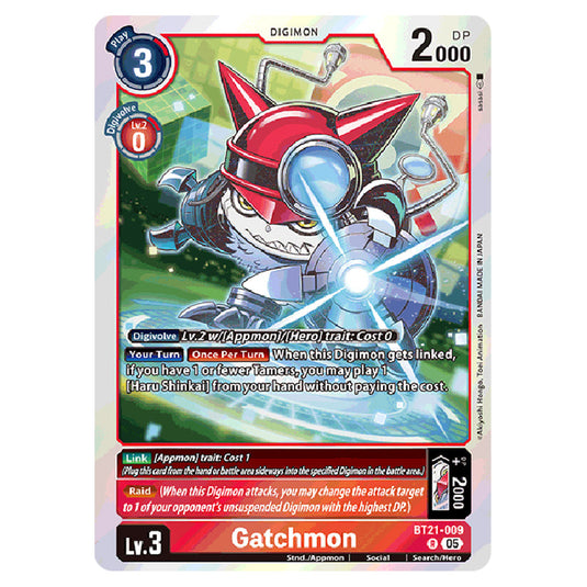 Gatchmon BT21-009 card from the Digimon set World Convergence